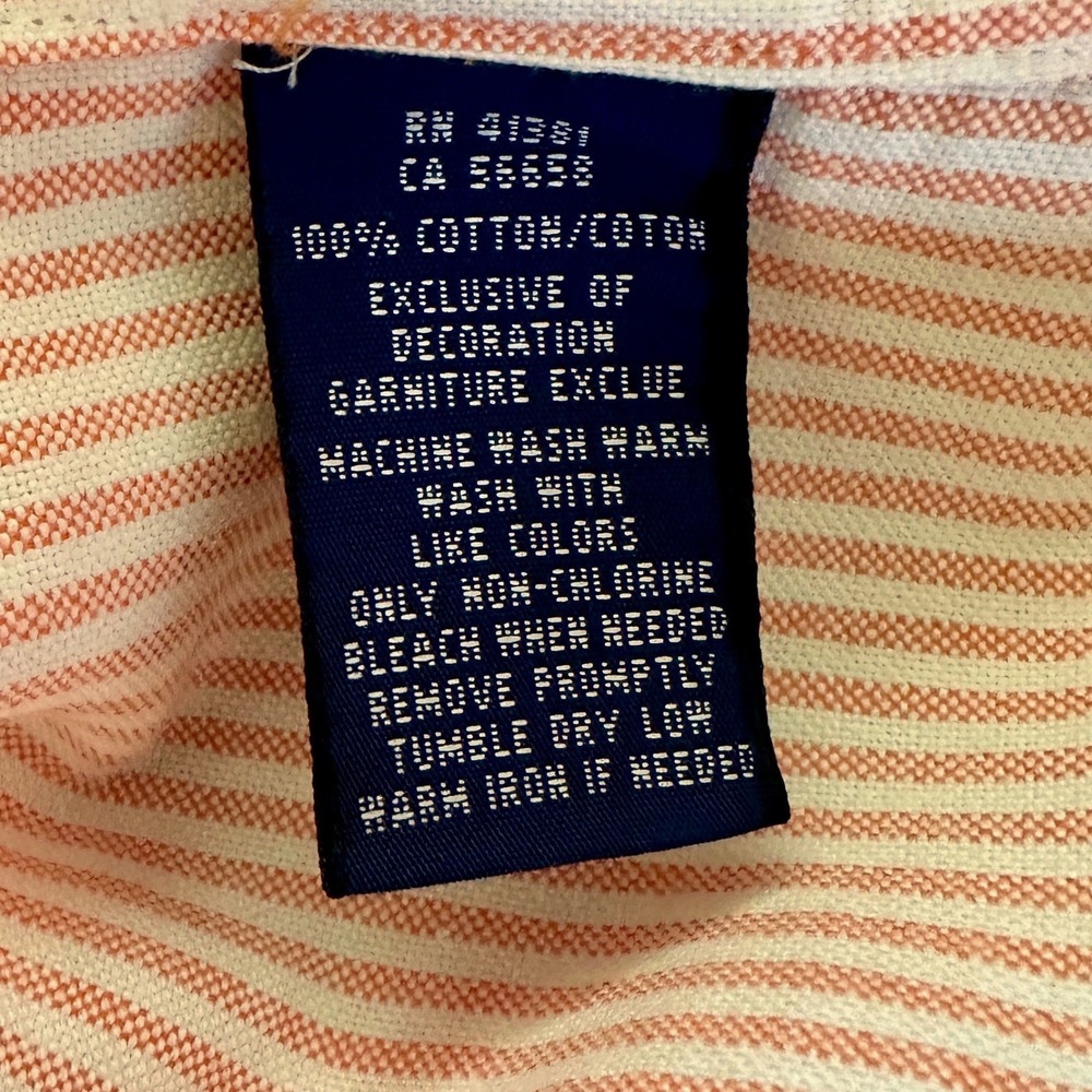 Ralph Lauren Orange White Striped Slim Fit Cotton Oxford Button Down Shirt 6 - Picture 5 of 5